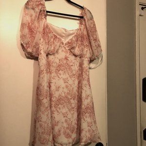 White Floral Print Milkmaid Skater Dress